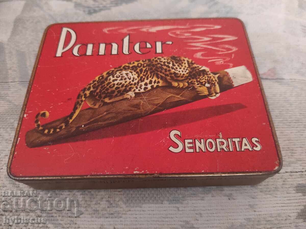 Винтидж холандска тенекиена кутия за пури "panter"