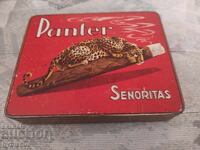 Cutie vintage olandeză din tablă pentru trabucuri „Panter”
