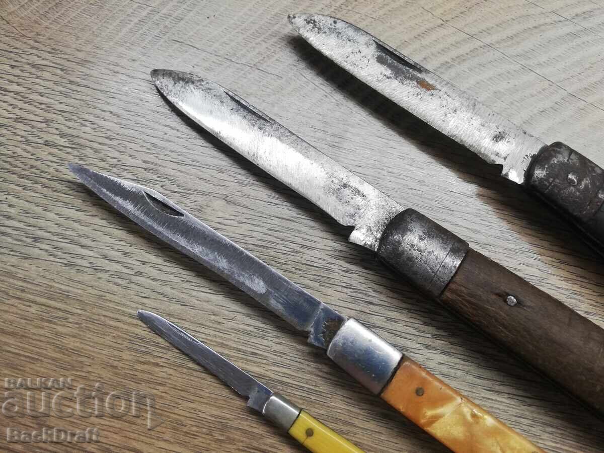 Παρτίδα Παλιά αναδιπλούμενα σουγιάδες, μαχαίρι, λεπίδα, μαχαιράκια με τιμή € 21.90 | 42.83 BGN