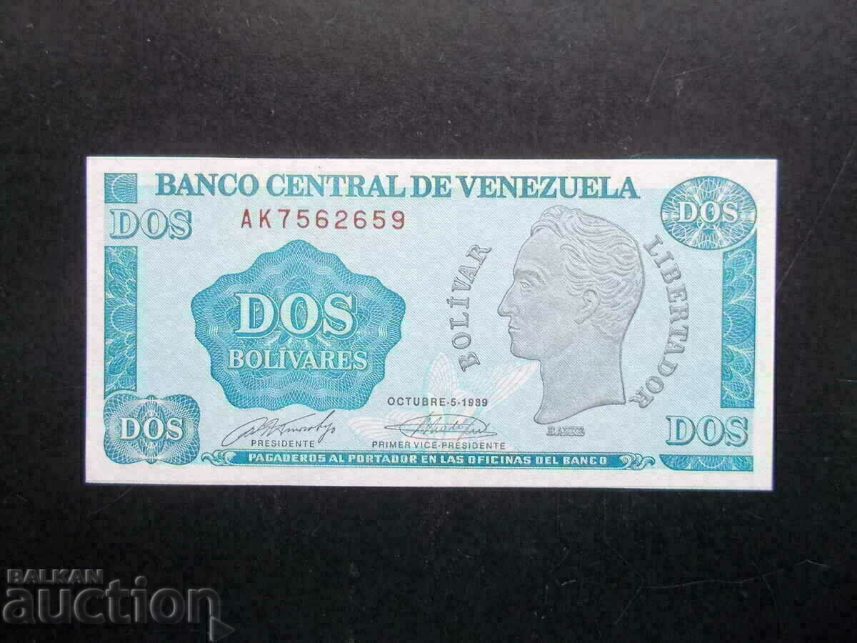 VENEZUELA, 2 bolivars, 1989, UNC