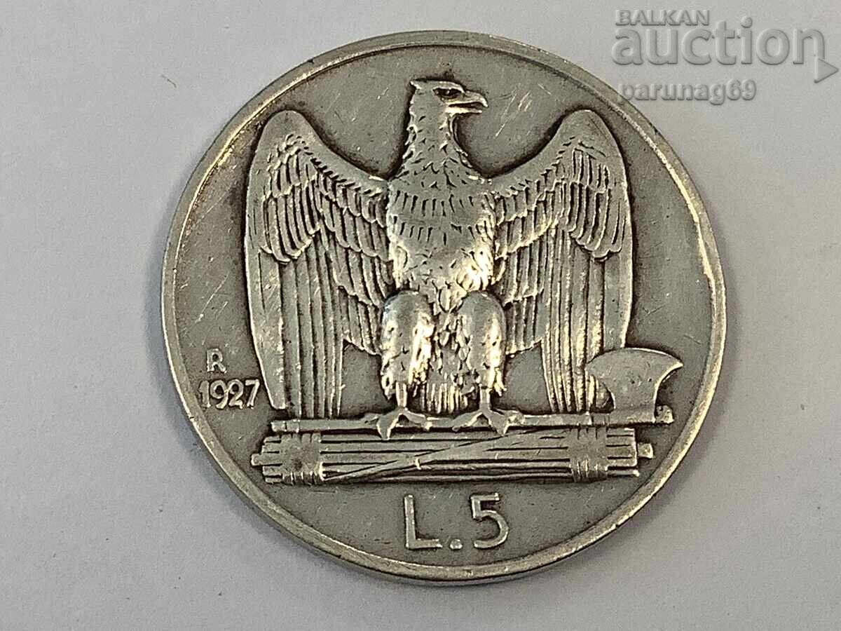 Italy 5 Lire 1927 Silver 0.835