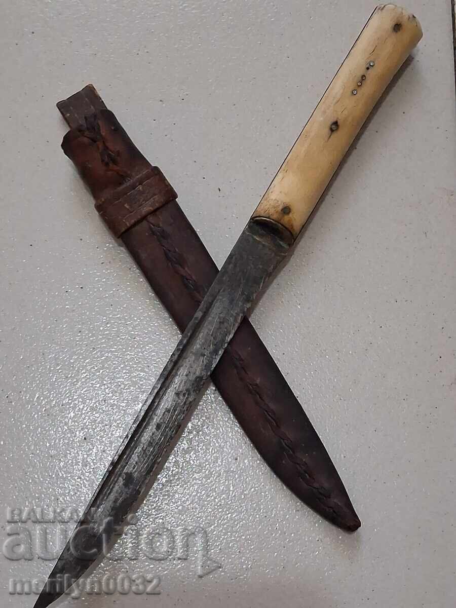 Old butcher knife with sheath dagger, blade
