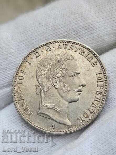 Австрийска империя ¼ Флорин 1857 А (Виена)  Малък FL с цена € 65.00 | 127.13 лв.