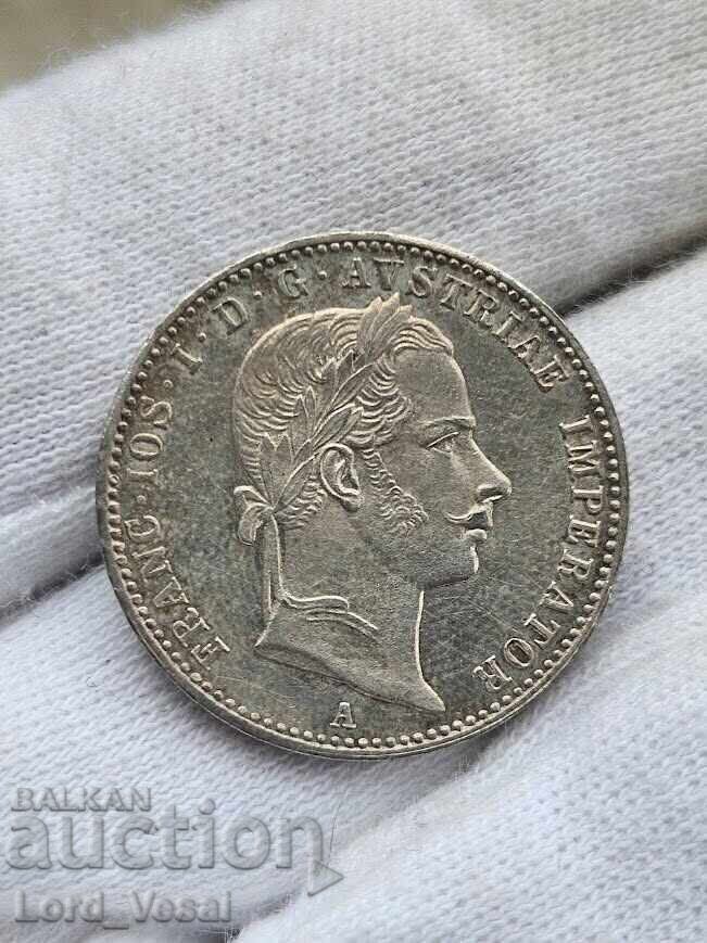 Доставка на Австрийска империя ¼ Флорин 1857 А (Виена)  Малък FL
