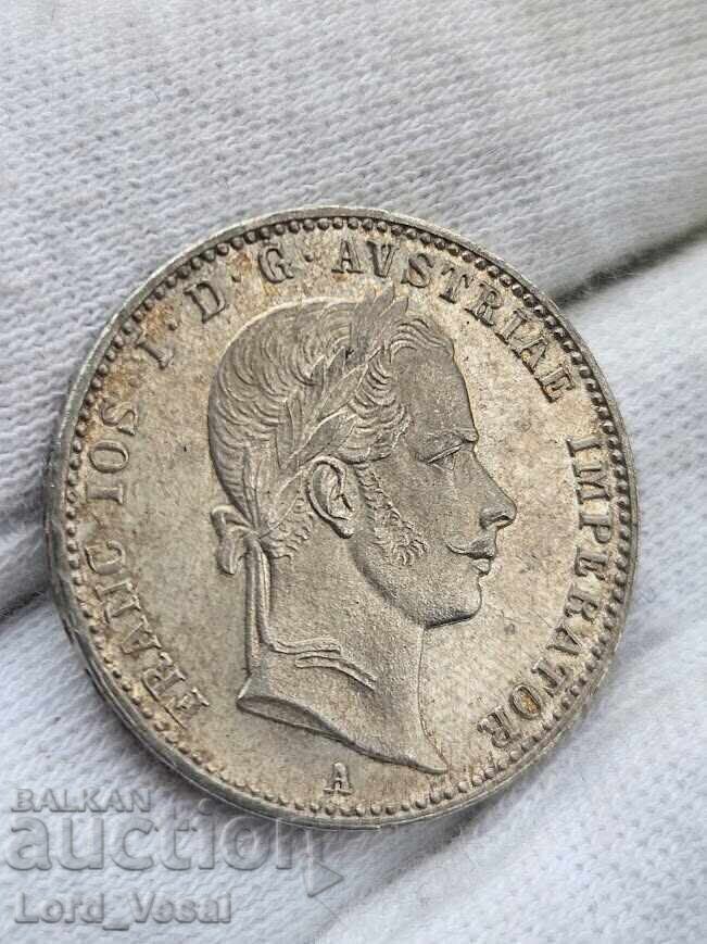 Австрийска империя ¼ Флорин 1857 А (Виена)  Малък FL - 6