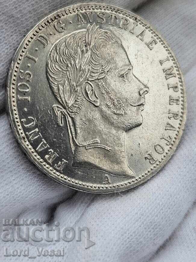 Австрийска империя 1 Флорин 1861 А (Виена) - 6