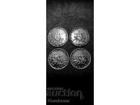 4x1 Γαλλικά Φράγκα 1908-17. Ασήμι από 1λ. Τιμή εκκίνησης. Διάβασε την περιγραφή