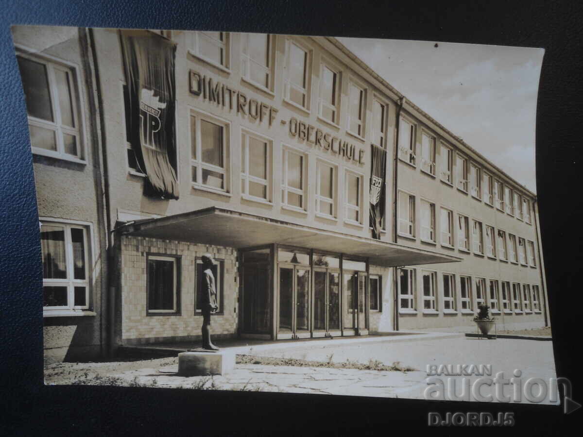 Zeitz, Dimitroff High School, old postcard