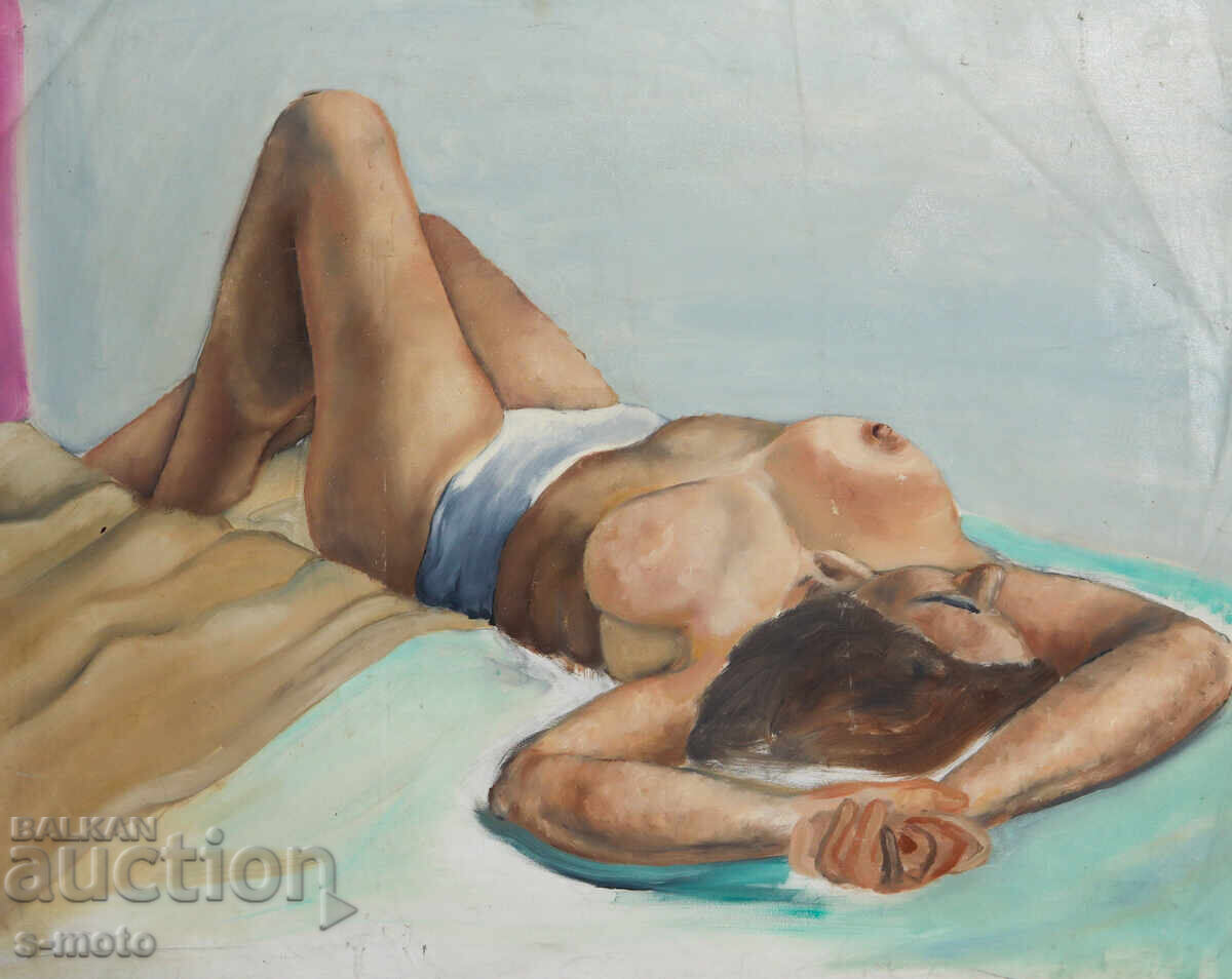 Old oil painting nude bodies