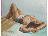 Old oil painting nude bodies