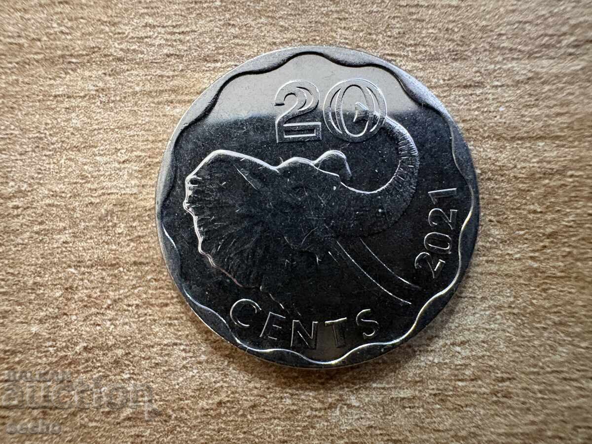 Eswatini (Swaziland) - 20 cents (2021)