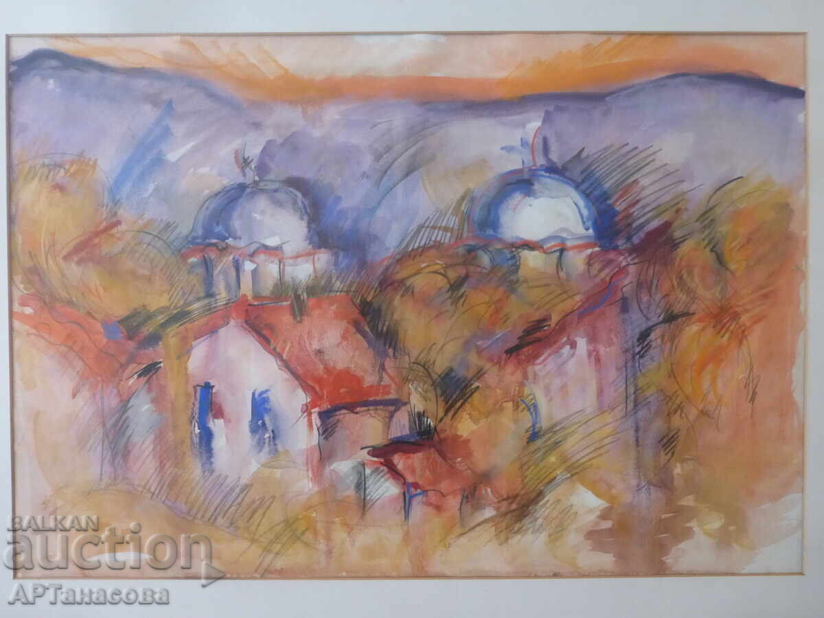Painting "Bachkovo Monastery" watercolor 1980 with price € 225.00 | 440.06 BGN Painting "Bachkovo Monastery" watercolor 1980 with price € 225.00 | 440.06 BGN