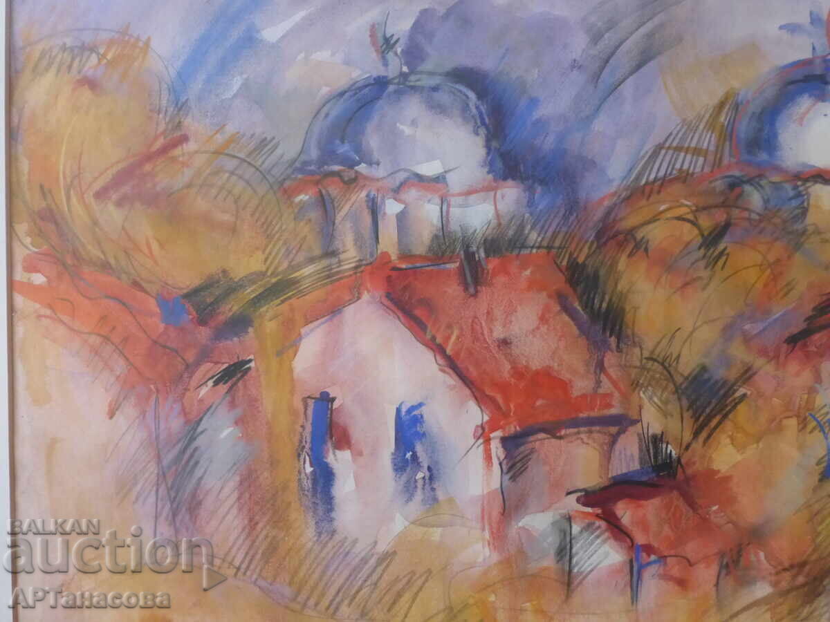 Auction Painting "Bachkovo Monastery" watercolor 1980 Auction Painting "Bachkovo Monastery" watercolor 1980
