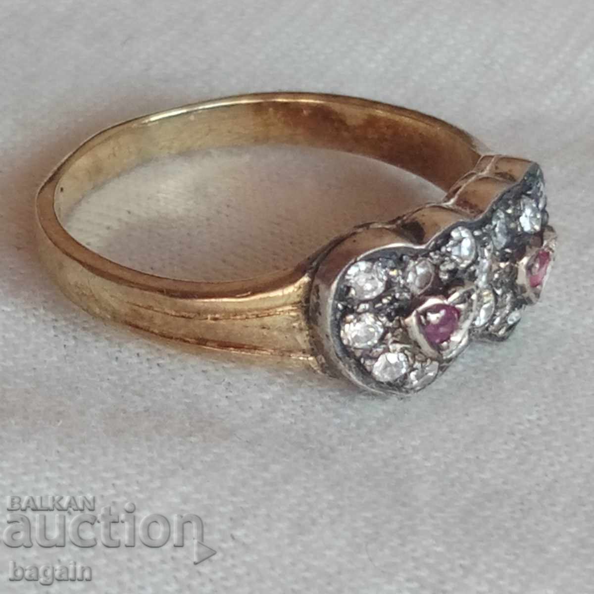 Designer silver ring with rubies, zircons, and gold plating with price € 30.00 | 58.68 BGN