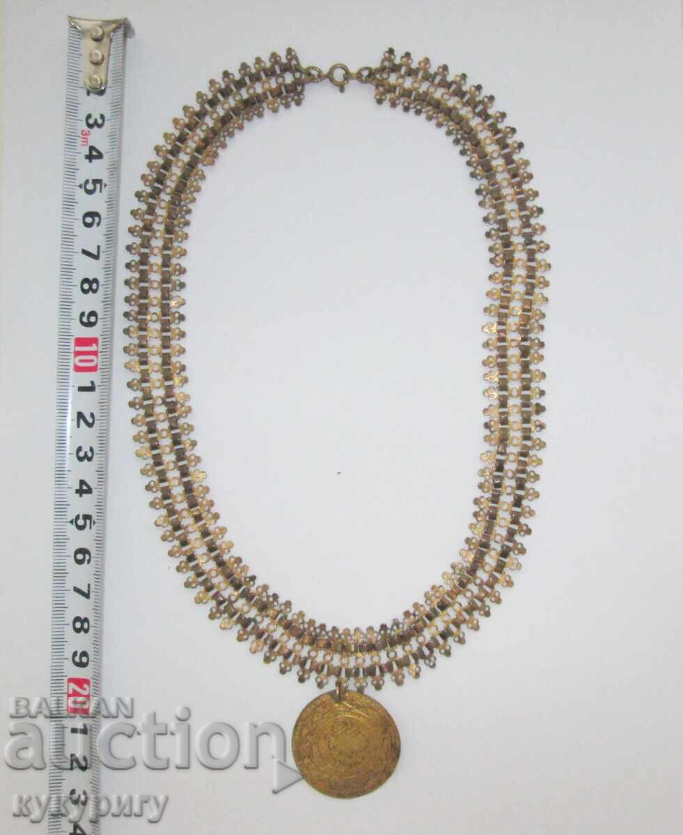 Old antique jewelry cordon necklace with pendar Turkish coin with price € 65.00 | 127.13 BGN