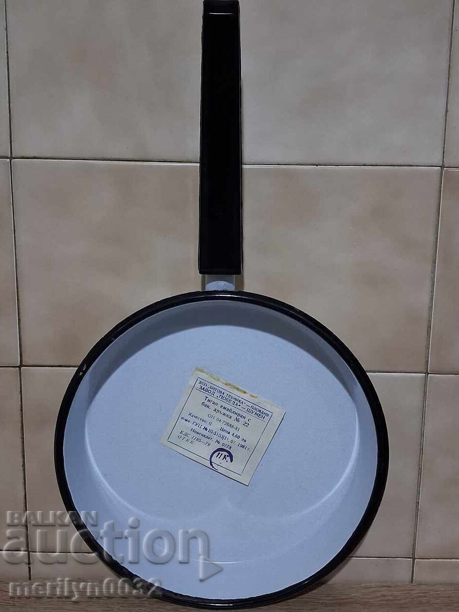 Εμαγιέ σκεύος τηγάνι εμαγιέ 1981 εργοστάσιο "Pobeda" Σούμεν ΛΔΒ