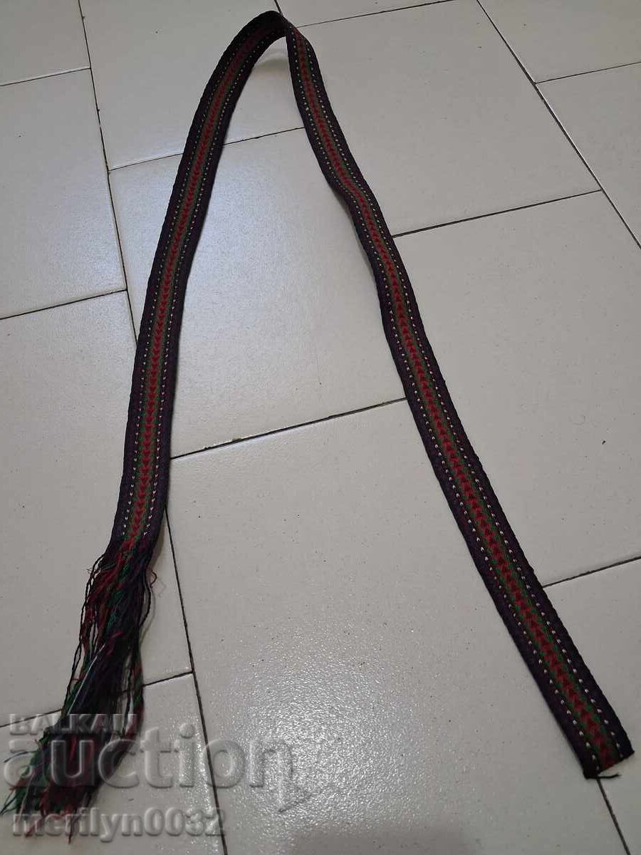 Old hand-knitted belt 1.42 meters sash belt from a folk costume - 7 Old hand-knitted belt 1.42 meters sash belt from a folk costume - 7