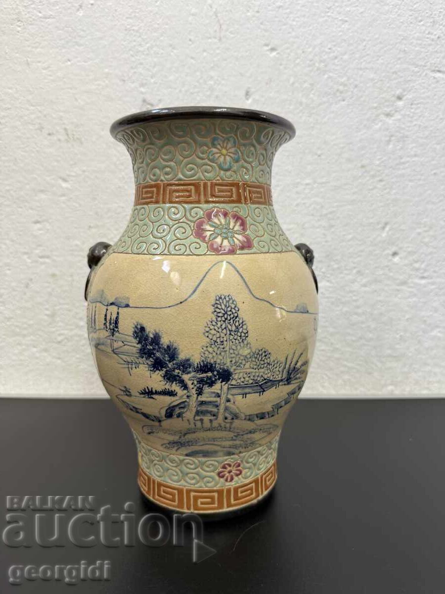 Παράδοση Vintage εμαγιέ βιετναμέζικο βάζο. №8206