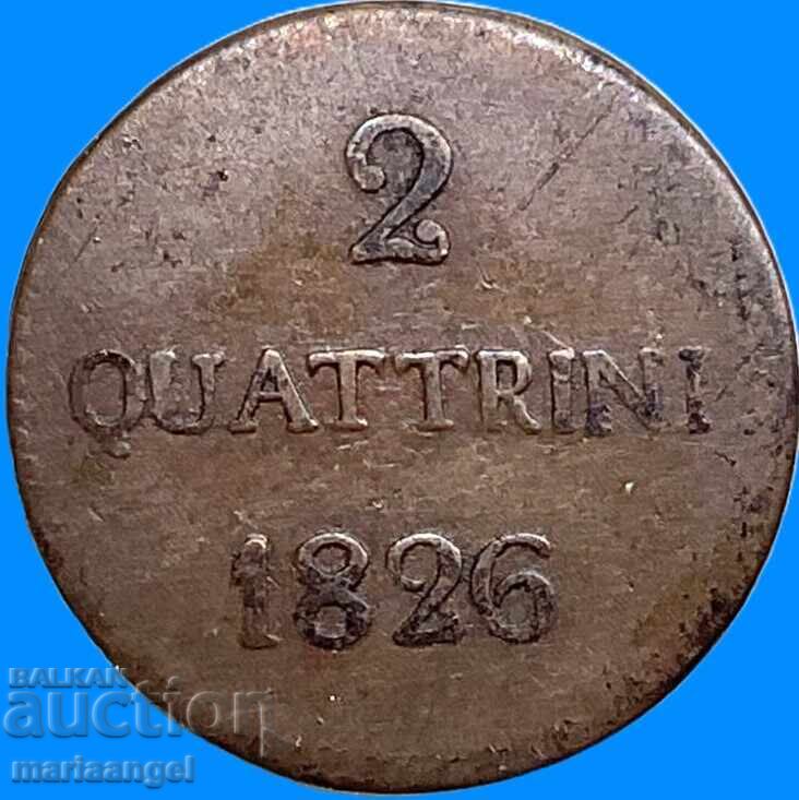 2 кватрини 1826 Херцогство Лука Италия Карло Ди Борбон - 6