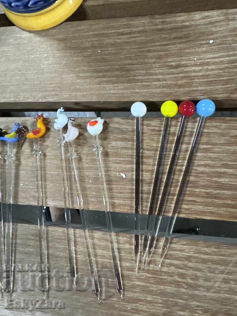 Licitație Bețe pentru cocktail vintage din sticlă lucrată manual