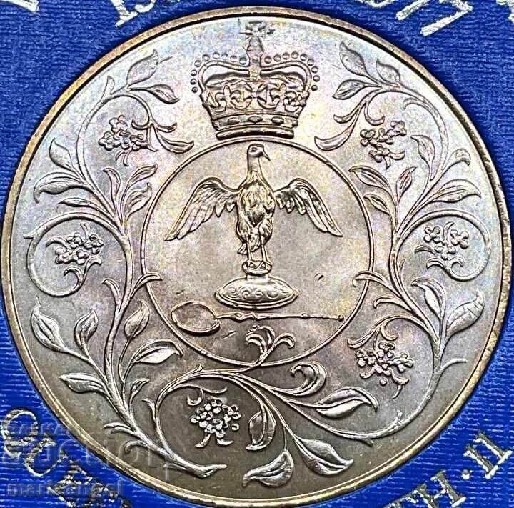 Auction  Great Britain 1977 25 New Pence Silver Jubilee PP