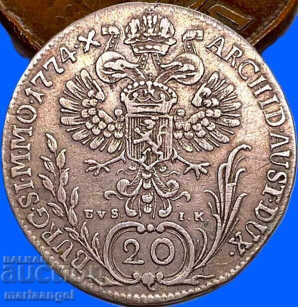 Доставка на 20 кройцера 1774 Австрия Мария Терезия  - рядка!