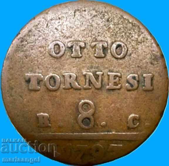 Νάπολη και Σικελία 8 tornesi 1797 Ιταλία 15,14γρ 30χιλ χαλκός - 6