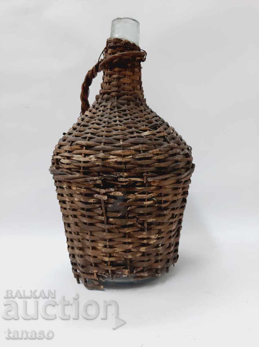 Antique Dame-Jeanne / Demijohn, 37 cm, glass + wickerwork with price € 18.00 | 35.21 BGN