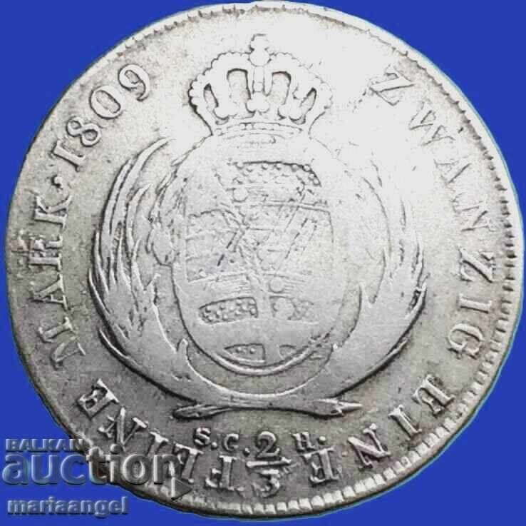 2/3 Thaler 1809 Germany Saxony (20 Marks) silver - 5 2/3 Thaler 1809 Germany Saxony (20 Marks) silver - 5