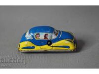 Стара метална механична играчка количка кола за писта