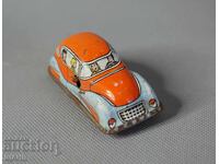 Стара метална механична играчка количка кола за писта
