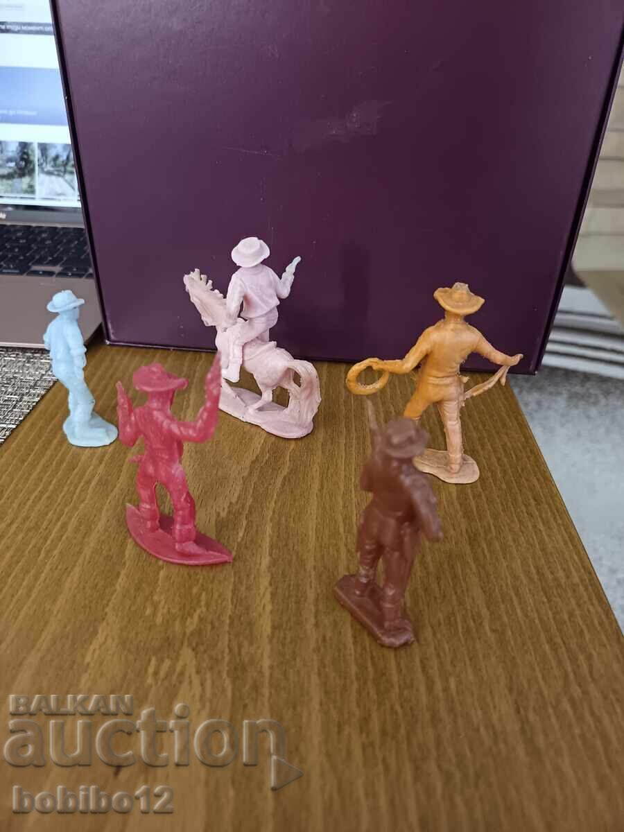 Lot of 5 original retro plastic "Cowboy" figures - 5
