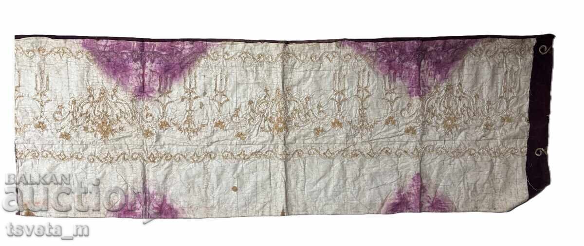 Textil antic tradițional din secolul al XIX-lea, catifea și fir metalic (sârmă) - 5