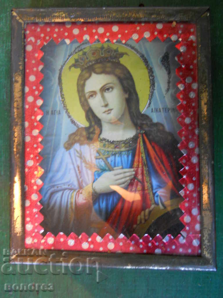 Стара гръцка православна икона "Св. Екатерина"