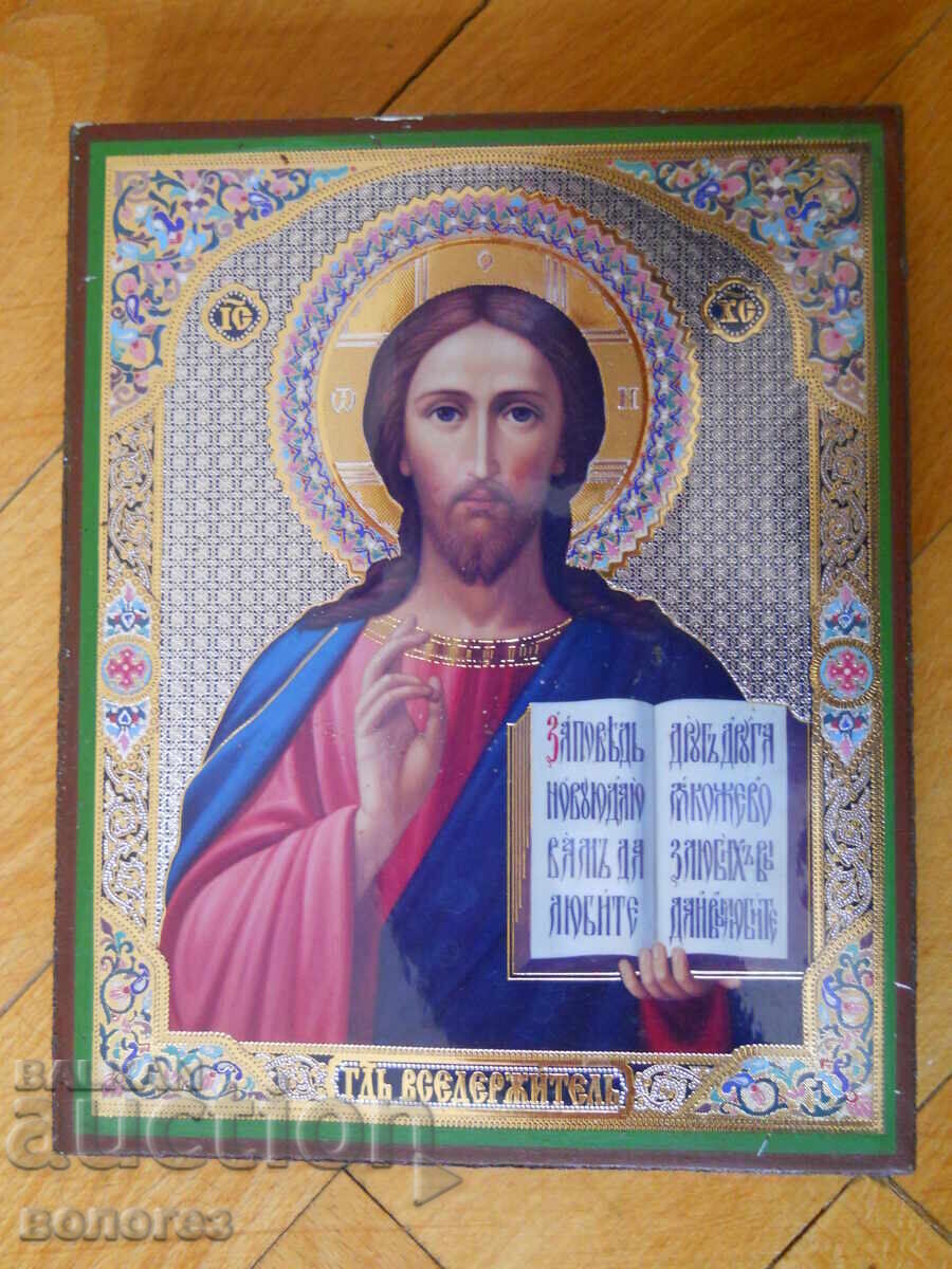 Православна дървена икона "Христос Вседържител"