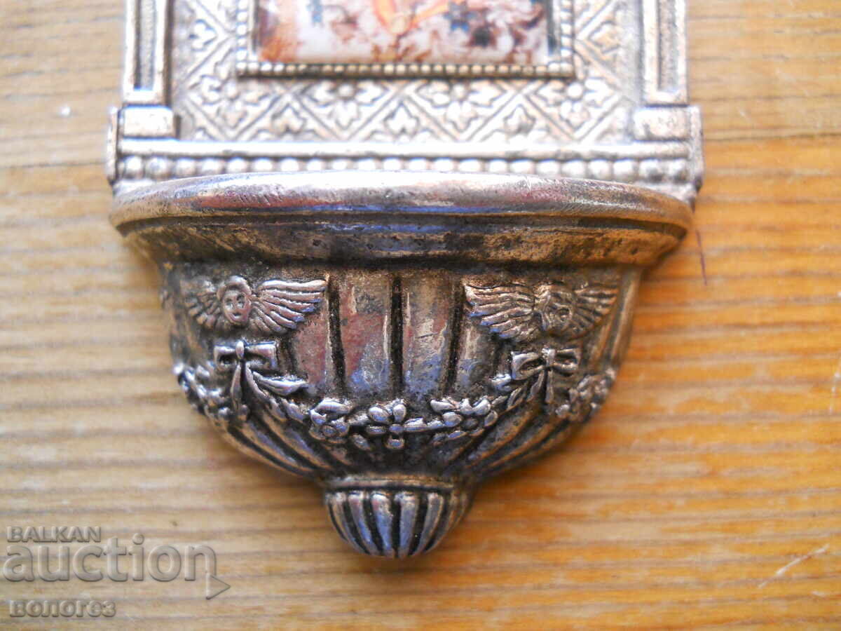 Auction  Holy water container with an image of the Virgin Macarena