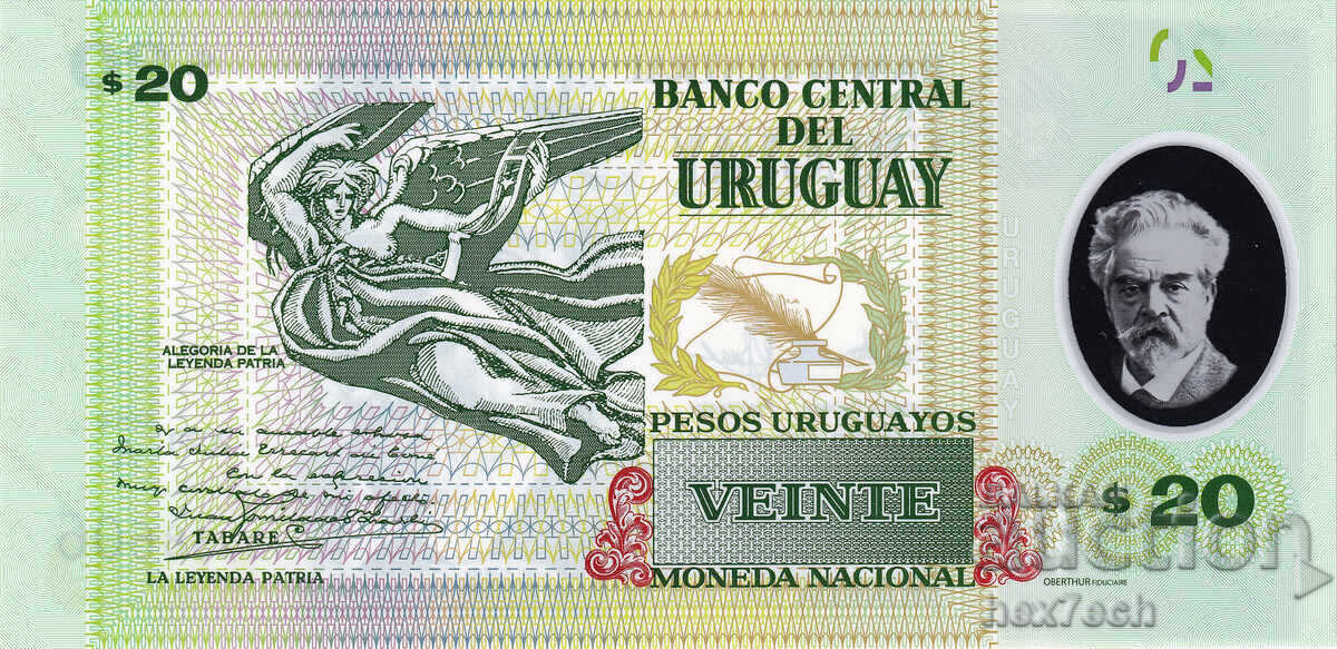 Auction  ❤️ ⭐ Uruguay 2020 20 pesos polymer UNC new ⭐ ❤️
