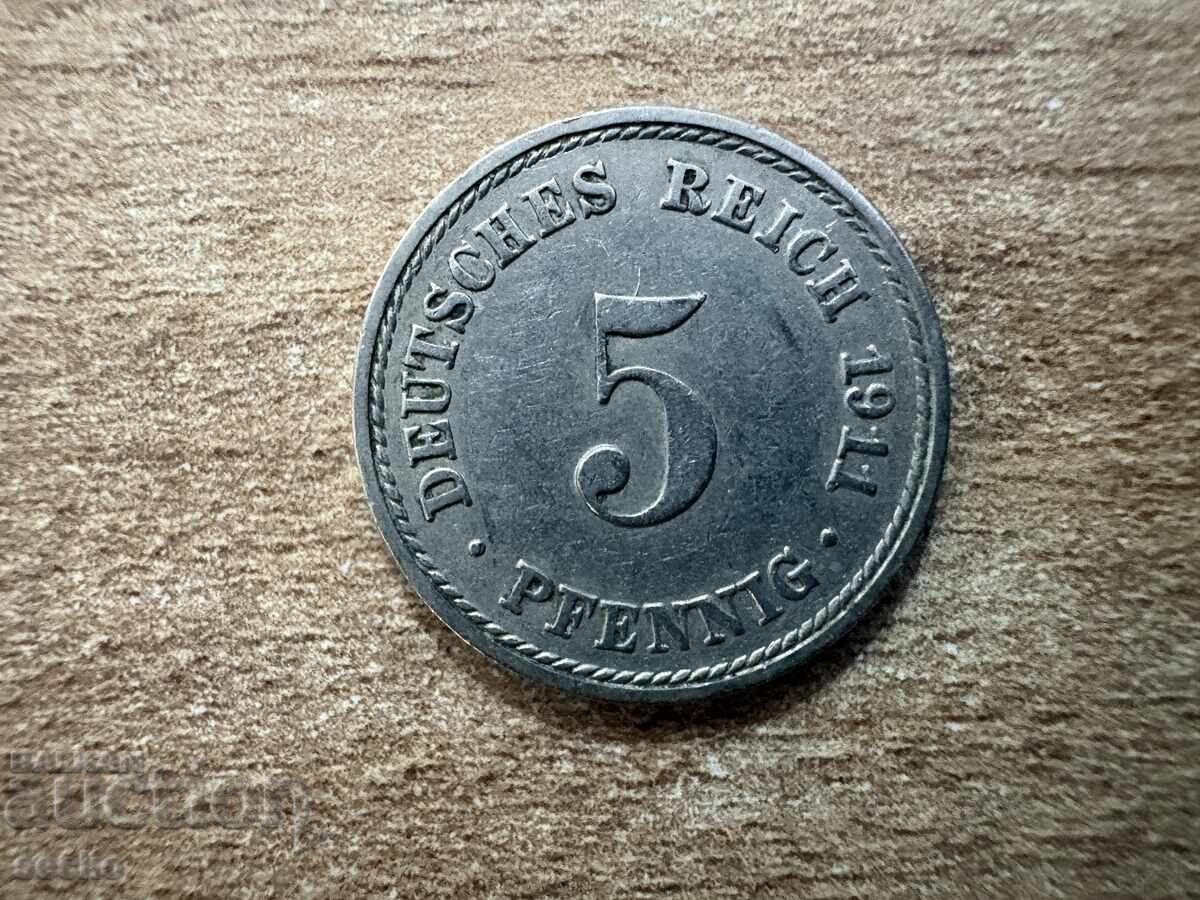 Германия - 5 пфенига (1911) - А