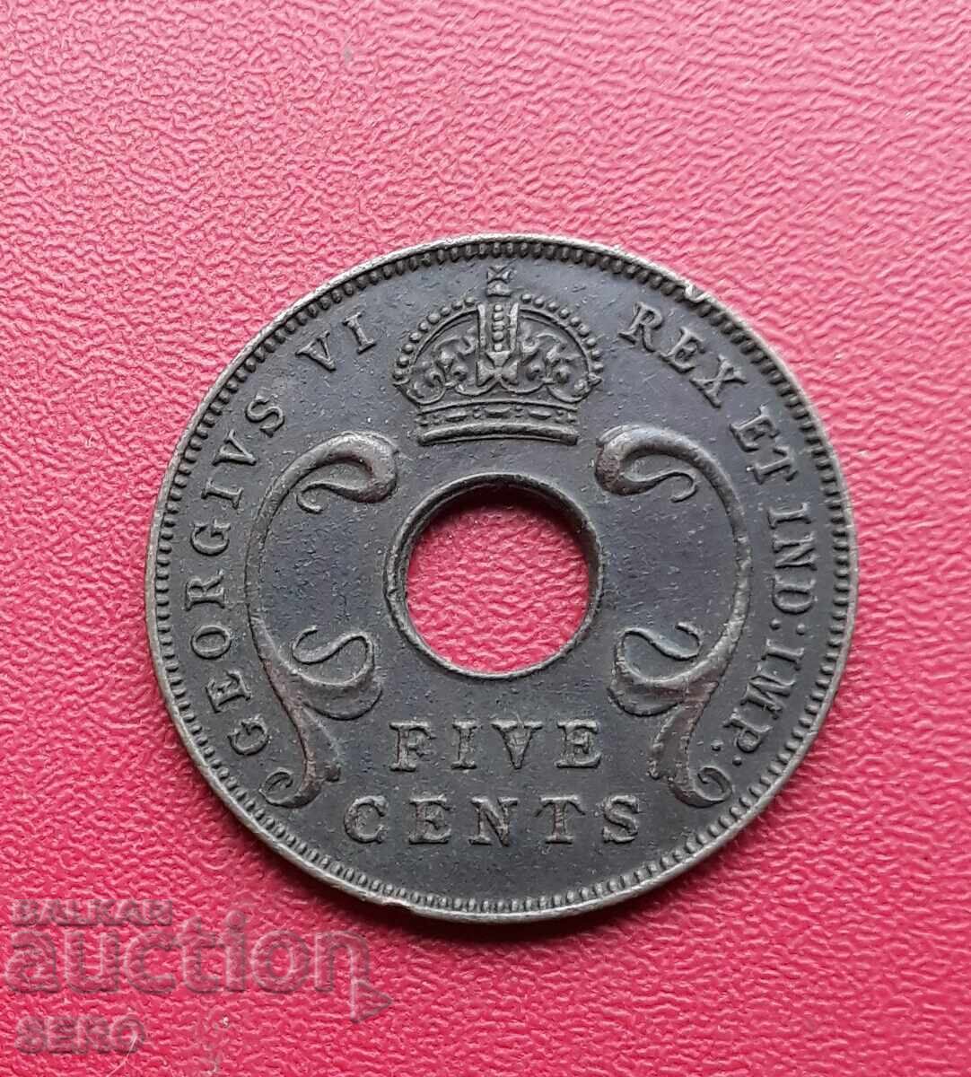 Британска Източна Африка-5 цента 1942 с цена € 2.51 | 4.91 лв.