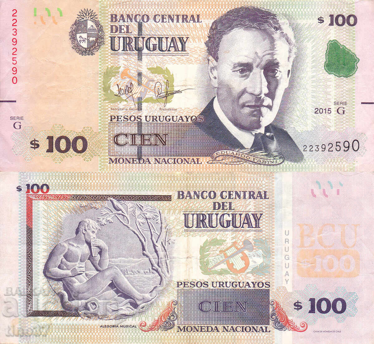 tino37 - URUGUAY - 100 PESOS - 2015 - VF