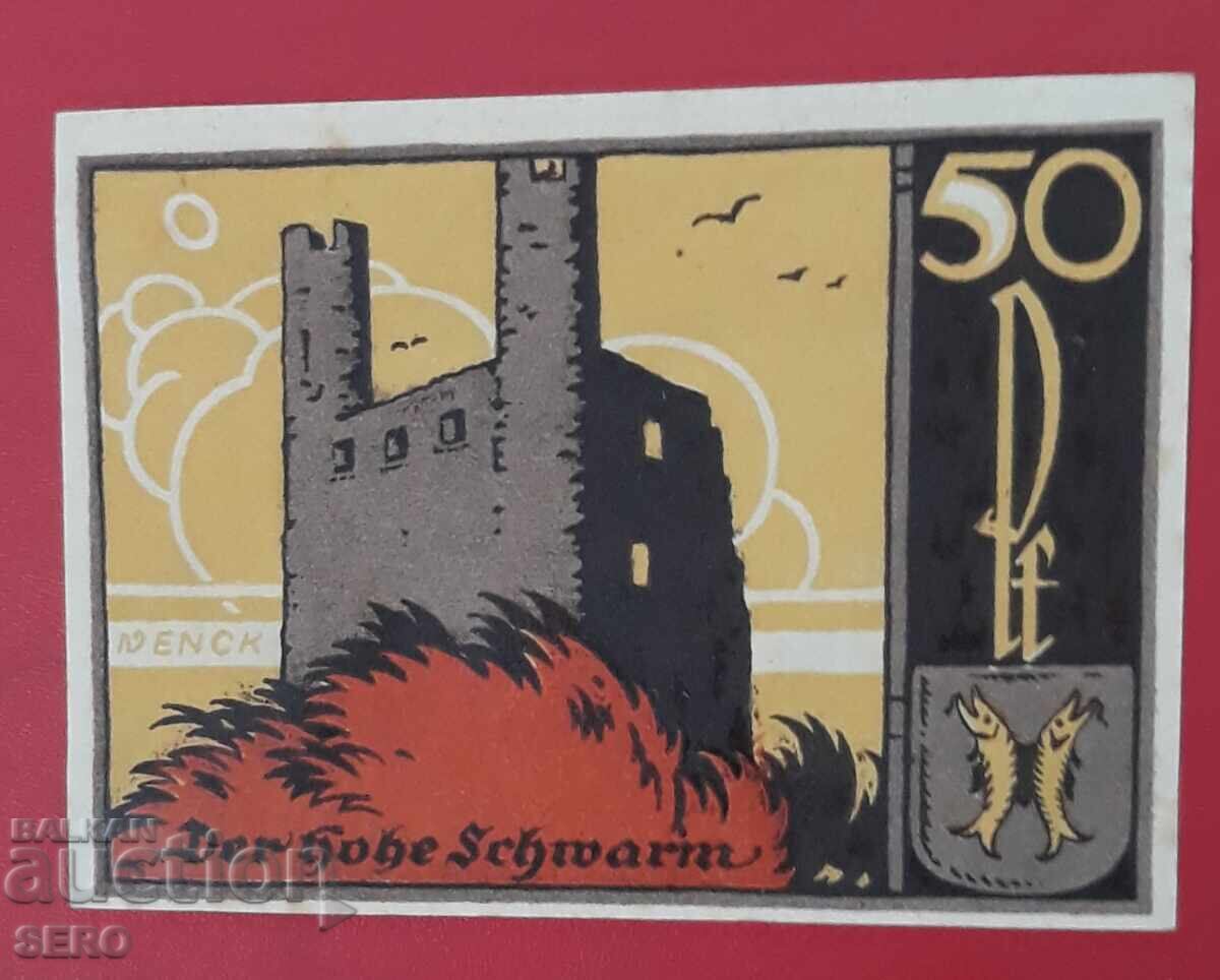 Банкнота-Германия-Тюрингия-Заалфелд-50 пфенига 1921