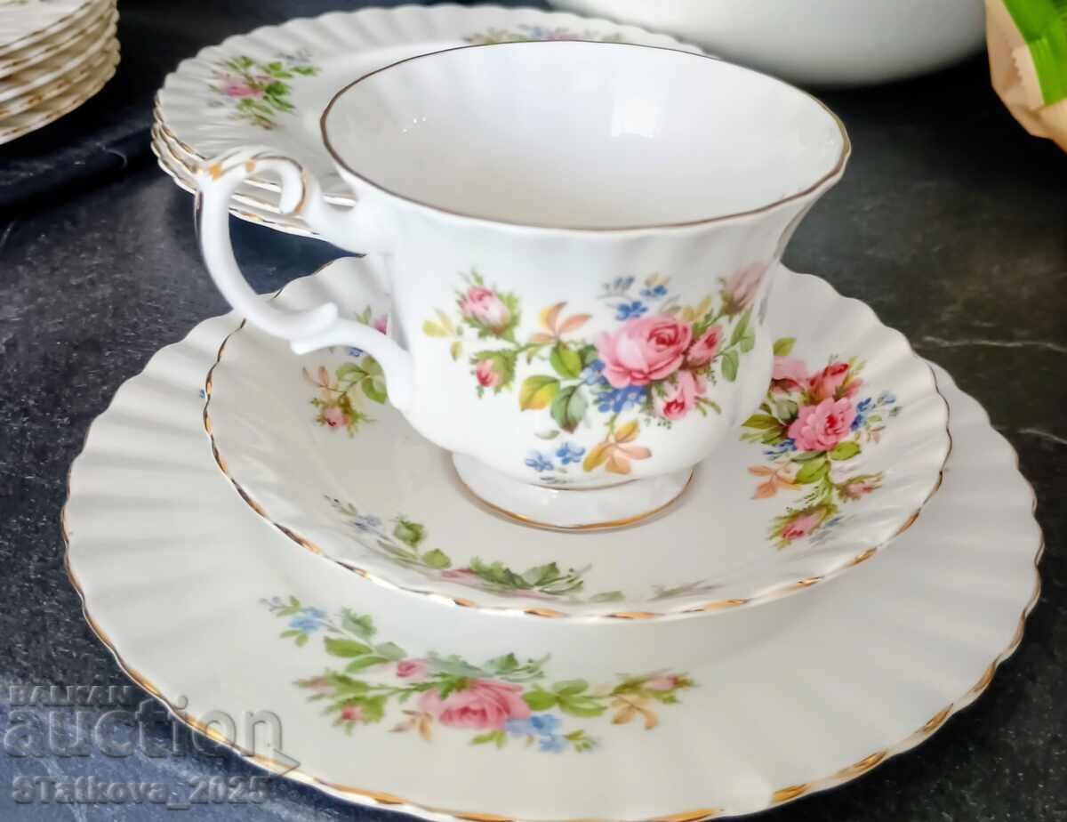 Royal Albert "Moss Rose" porcelain trio set Royal Albert "Moss Rose" porcelain trio set