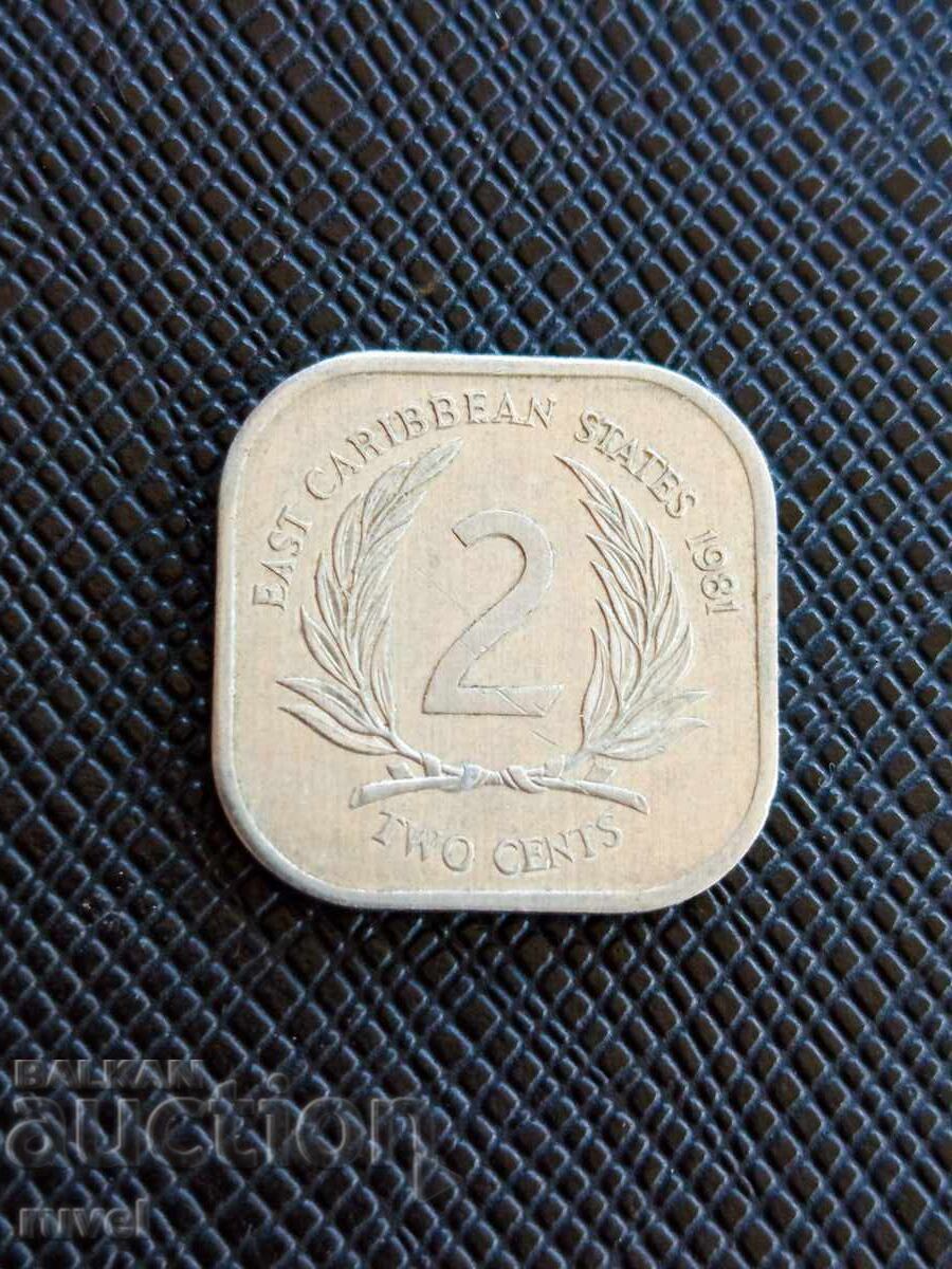 Eastern Caribbean States, 2 cents 1981