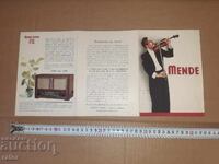 Vintage advertisement, brochure for MENDE radio, Kingdom of Bulgaria