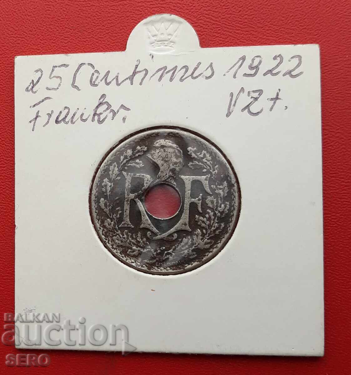 Франция-25 цента 1922 с цена € 0.25 | 0.49 лв.