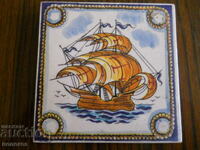 Hand-painted terracotta tile - panel (Portugal)