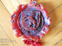 Large wax seal panel - coat of arms of the city of Perg - Austria