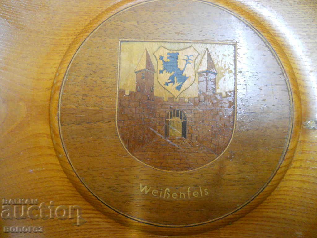 Wooden plate-plaque - coat of arms of the city of Weißenfels (Germany)