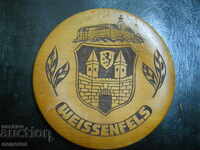 Wooden plate-plaque - coat of arms of the city of Weißenfels (Germany)
