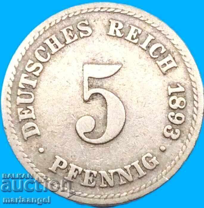 5 пфенига 1893 А - Берлин Германия - 5